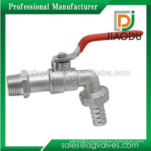 Factory high quality 1/2"or 3/4" forged nickel plated brass bathroom water bibcock with hose unin and red steel handle